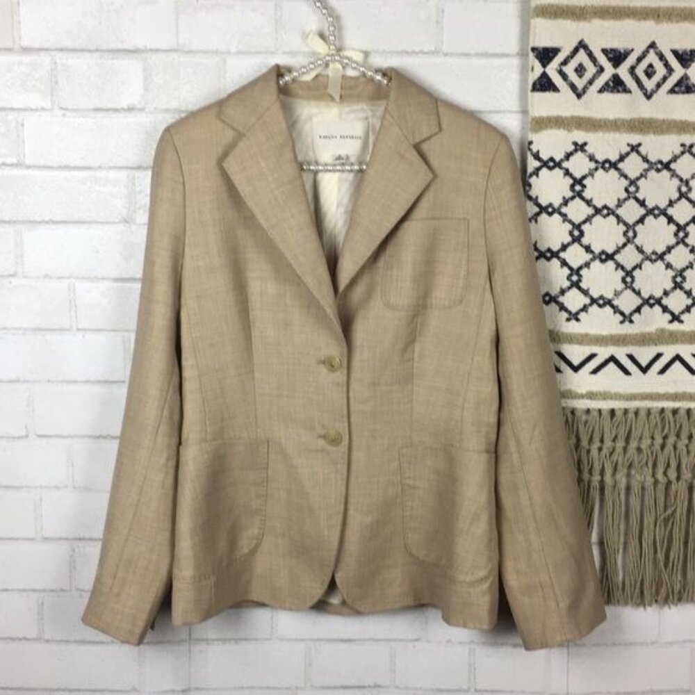 Banana Republic Womens Beige Wool & Silk Blend Blazer Size 4